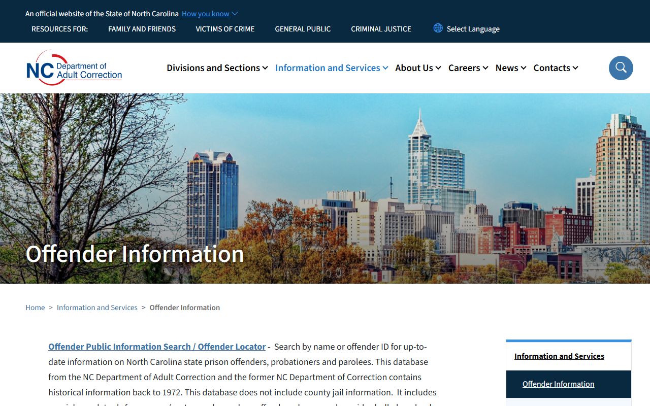 Wilson County inmate population state prison lookup through NCDAC